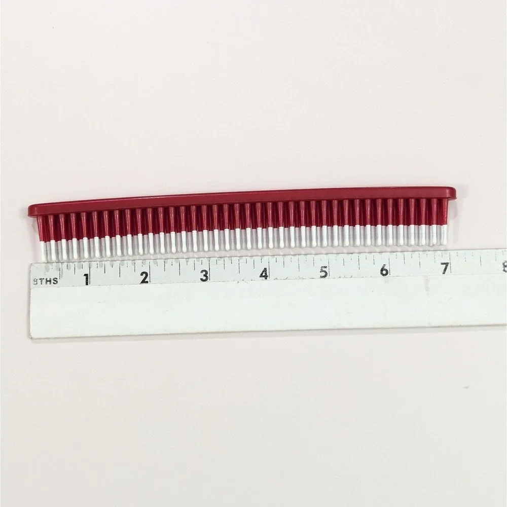 Vtg Mebco 3 Row Detangling Comb Hair 80s 90s Red White Double Twice Dipped